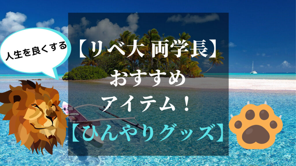 【両学長おすすめ】人生を良くするアイテム3選！ひんやりグッズ編